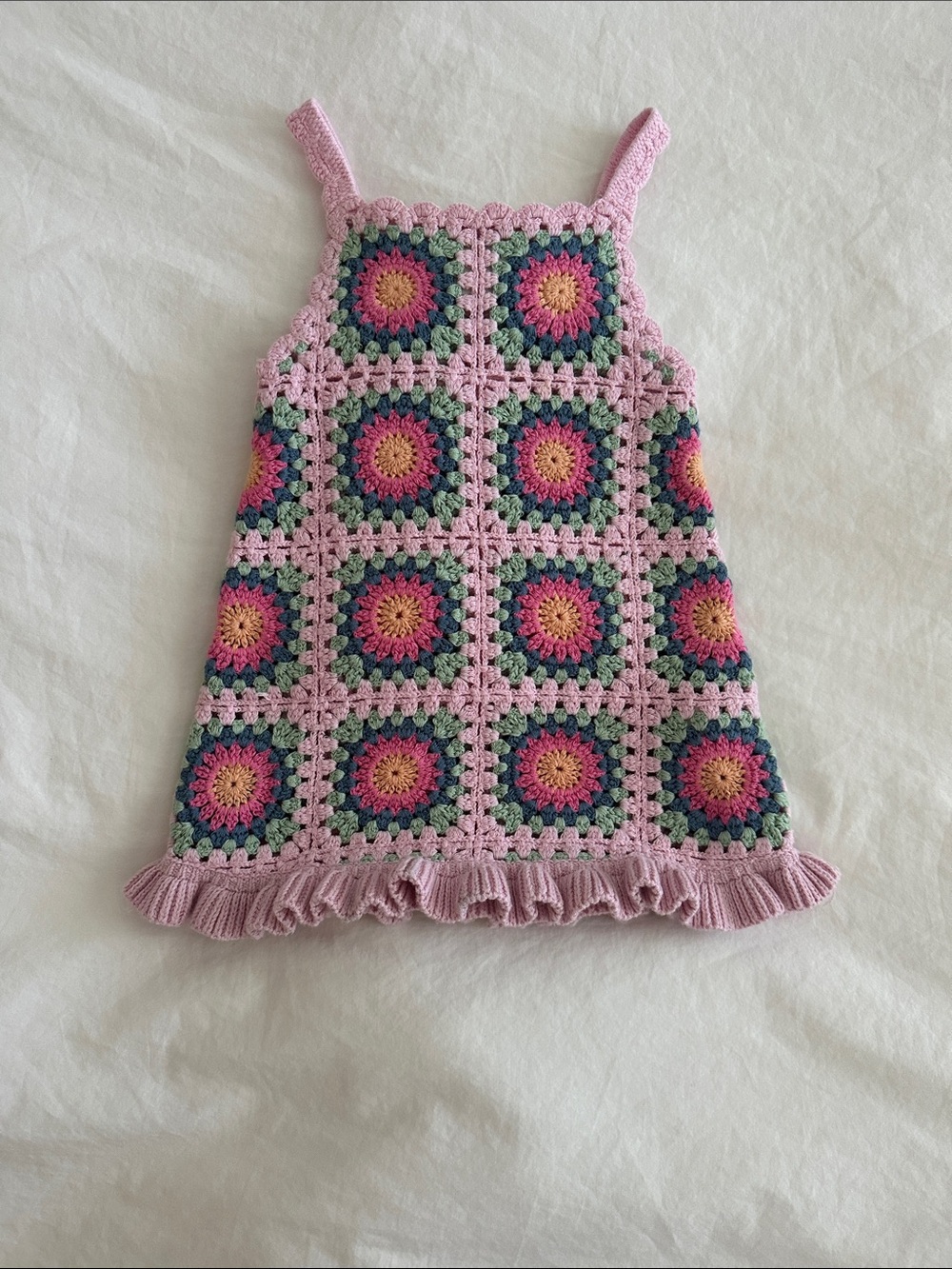 Zara Toddler Crochet Top in Pink with Multicolor Motifs